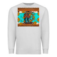 Dove Grey cowboy boots and sunflowers turquoise leopard background Premium Sweatshirt - Artiststas