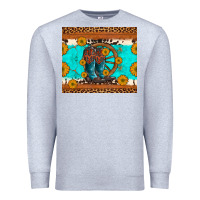 Heather Grey cowboy boots and sunflowers turquoise leopard background Premium Sweatshirt - Artiststas