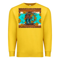 Lemon cowboy boots and sunflowers turquoise leopard background Premium Sweatshirt - Artiststas