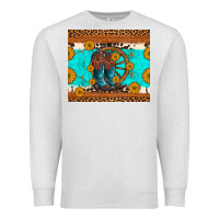 Oatmeal Heather cowboy boots and sunflowers turquoise leopard background Premium Sweatshirt - Artiststas