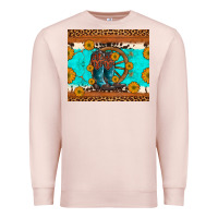 Pale Pink cowboy boots and sunflowers turquoise leopard background Premium Sweatshirt - Artiststas