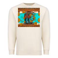 Sandshell cowboy boots and sunflowers turquoise leopard background Premium Sweatshirt - Artiststas