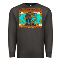 Smoke cowboy boots and sunflowers turquoise leopard background Premium Sweatshirt - Artiststas