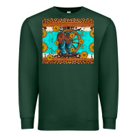 Sports Green cowboy boots and sunflowers turquoise leopard background Premium Sweatshirt - Artiststas