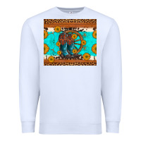 White cowboy boots and sunflowers turquoise leopard background Premium Sweatshirt - Artiststas