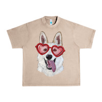 French Oak White shepherd with love glasses Urban Heavy Tee - RanaPortraitStore