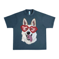Midnight Navy White shepherd with love glasses Urban Heavy Tee - RanaPortraitStore