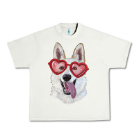 Pistachio White shepherd with love glasses Urban Heavy Tee - RanaPortraitStore