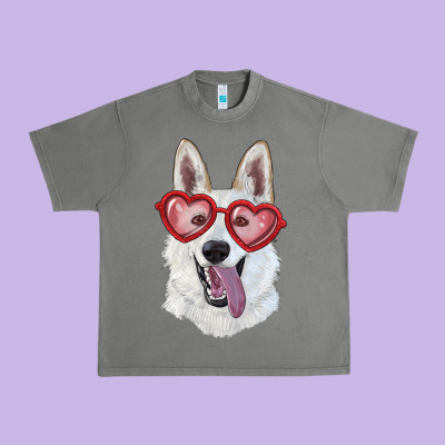 White Shepherd With Love Glasses Urban Heavy Tee Designed By Ranaportraitstore