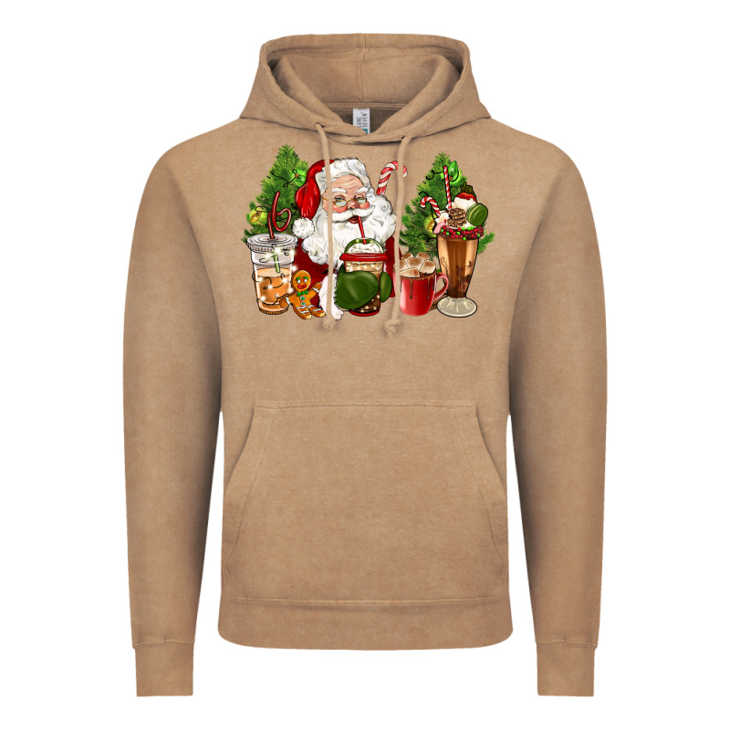 Santa Coffee Cups Christmas Vintage Hoodie by CowGirlArtShop | Teevron