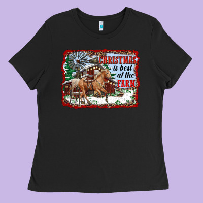 Christmas Is Best At The Farm Ladies Tee Designed By Ranaportraitstore