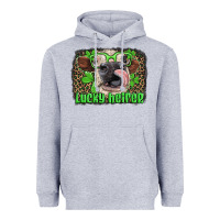 Heather Grey lucky heifer with glasses st patricks Heavyweight Hoodie - Artiststas
