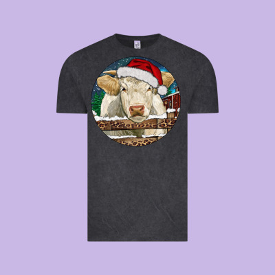 Charolais Cow Christmas Vintage Tee Designed By Ranaportraitstore