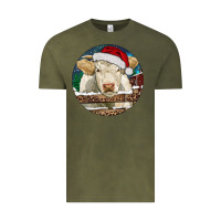 Vintage Olive Charolais Cow Christmas Vintage Tee - RanaPortraitStore