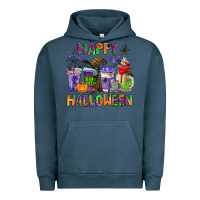 Pigment Midnight Navy happy halloween coffee cups Urban Hoodie - AdoDesignShop