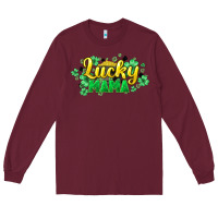 Burgundy Lucky mama mother's day Long Sleeve Tee - HowdyJamesFarm