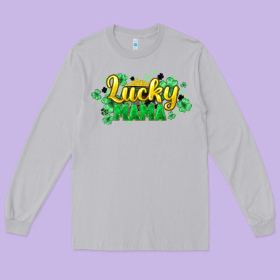 Lucky Mama Mother's Day Long Sleeve Tee Designed By Howdyjamesfarm