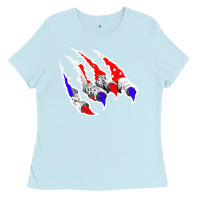 Baby Blue American Flag Claw Ladies Tee - Bettercallsaul
