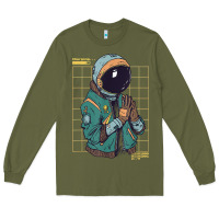 Army Green astronaut space travel retro aesthetic streetwear t shirt Long Sleeve Tee - minhPixels