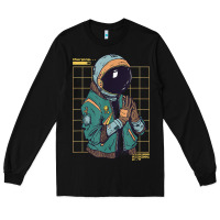 Black astronaut space travel retro aesthetic streetwear t shirt Long Sleeve Tee - minhPixels