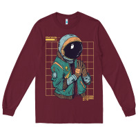 Burgundy astronaut space travel retro aesthetic streetwear t shirt Long Sleeve Tee - minhPixels