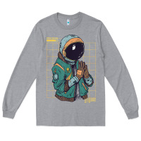 Heather Grey astronaut space travel retro aesthetic streetwear t shirt Long Sleeve Tee - minhPixels