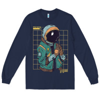 Navy astronaut space travel retro aesthetic streetwear t shirt Long Sleeve Tee - minhPixels