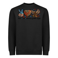 Black Western Peace Love American Golden Eagle Heavyweight Sweatshirt - LillyAllenDesigns