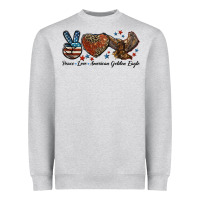 Heather Grey Western Peace Love American Golden Eagle Heavyweight Sweatshirt - LillyAllenDesigns