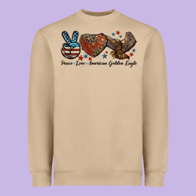 Western Peace Love American Golden Eagle Heavyweight Sweatshirt Designed By Lillyallendesigns