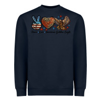 Navy Western Peace Love American Golden Eagle Heavyweight Sweatshirt - LillyAllenDesigns