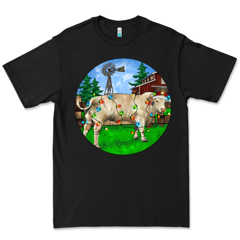 Christmas Charolais Bull And Barnyard Premium Tee by RanaPortraitStore | Teevron