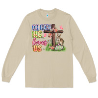 Mushroom Oh how he loves us Easter Day Long Sleeve Tee - CowGirlArtShop