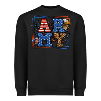 Black Army Veteran leopard frame 4th of July Heavyweight Sweatshirt - LillyAllenDesigns