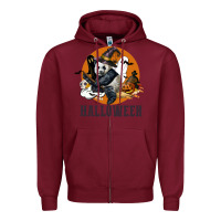 Burgundy hallowen panda Zipper Hoodie - LillyAllenDesigns