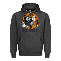 Charcoal Heather hallowen panda Zipper Hoodie - LillyAllenDesigns