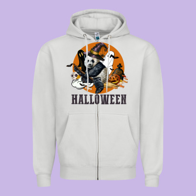 Hallowen Panda Zipper Hoodie Designed By Lillyallendesigns