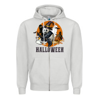 Dove Grey hallowen panda Zipper Hoodie - LillyAllenDesigns