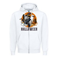 White hallowen panda Zipper Hoodie - LillyAllenDesigns