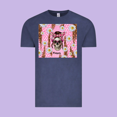 Skull Mom Pink Glitter With Daisy Vintage Tee Designed By Tumblerdesignbyshophia
