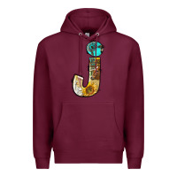 Burgundy farm life alphabet lowercase letters j Premium Hoodie - BundleAndBundleShop
