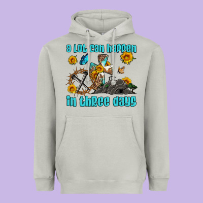 Easter A Lot Can Happen In Three Days Western Sunflowers Heavyweight Hoodie Designed By Artiststas