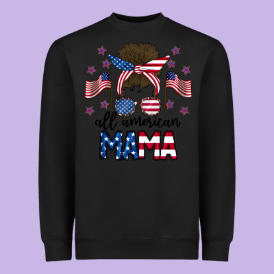 All American Mama Messy Buny Heavyweight Sweatshirt Designed By Cowhidedigitalart