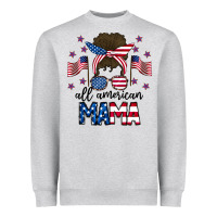 Heather Grey All American Mama Messy Buny Heavyweight Sweatshirt - CowhideDigitalArt