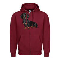 Burgundy Dachshund Dog Illustrations Zipper Hoodie - LillyAllenDesigns