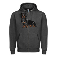 Charcoal Heather Dachshund Dog Illustrations Zipper Hoodie - LillyAllenDesigns
