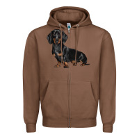 Chestnut Dachshund Dog Illustrations Zipper Hoodie - LillyAllenDesigns
