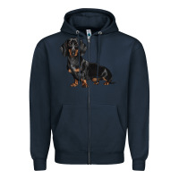 Navy Dachshund Dog Illustrations Zipper Hoodie - LillyAllenDesigns