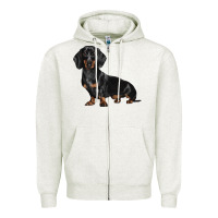 Oatmeal Heather Dachshund Dog Illustrations Zipper Hoodie - LillyAllenDesigns