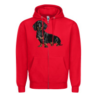 Red Dachshund Dog Illustrations Zipper Hoodie - LillyAllenDesigns